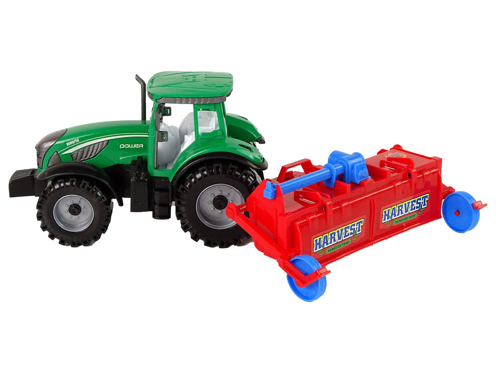 Traktor za igru sa poljoprivrednim priključkom - zeleno/crveno/plavi