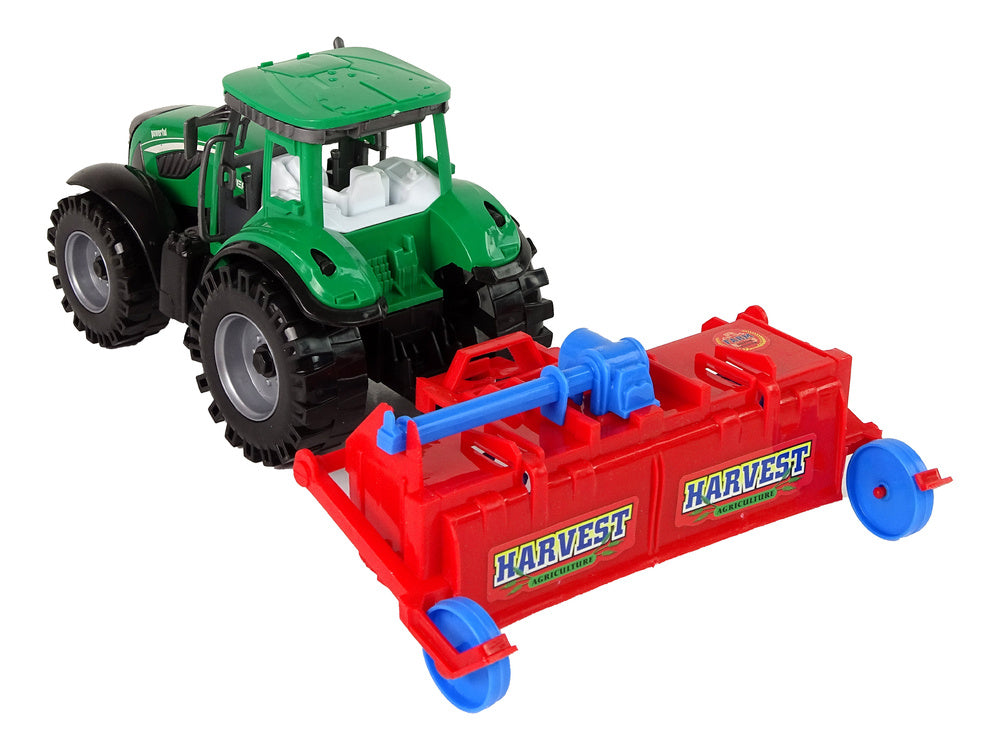 Traktor za igru sa poljoprivrednim priključkom - zeleno/crveno/plavi
