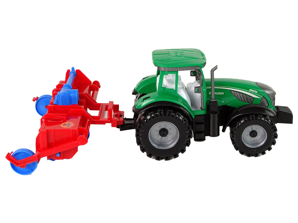 Traktor za igru sa poljoprivrednim priključkom - zeleno/crveno/plavi