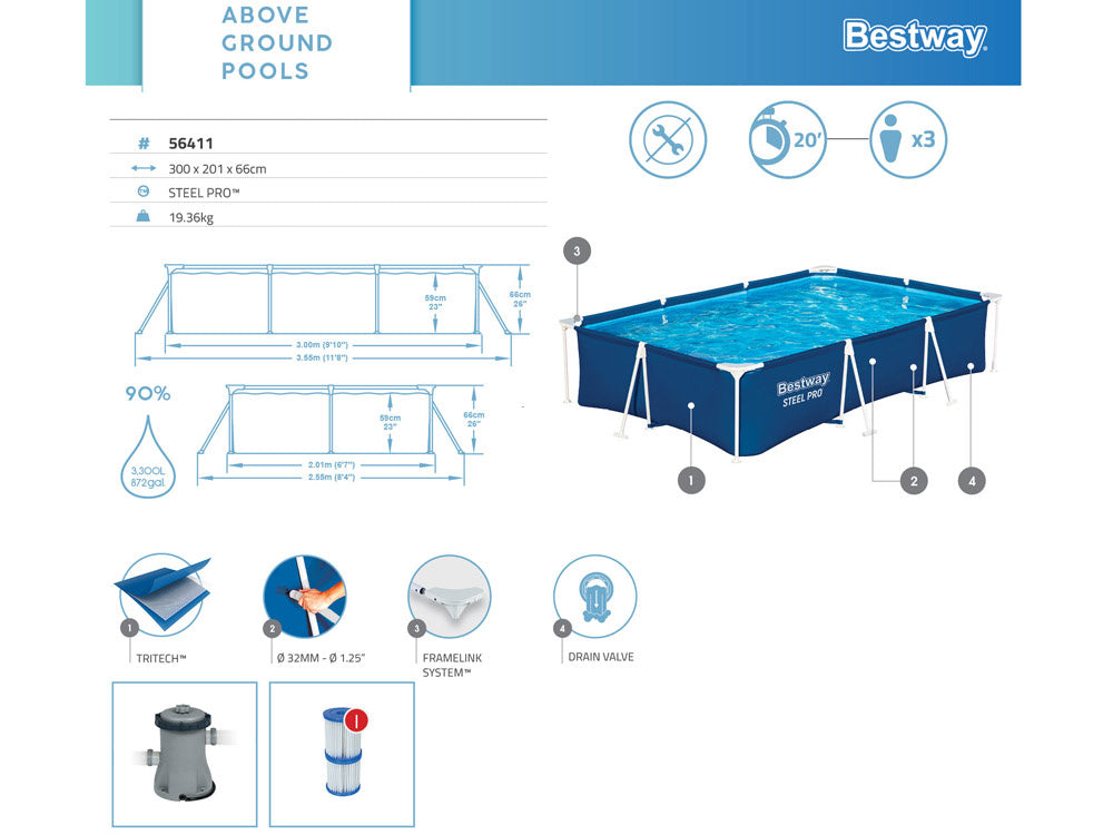 Bestway bazen 300x201x66cm