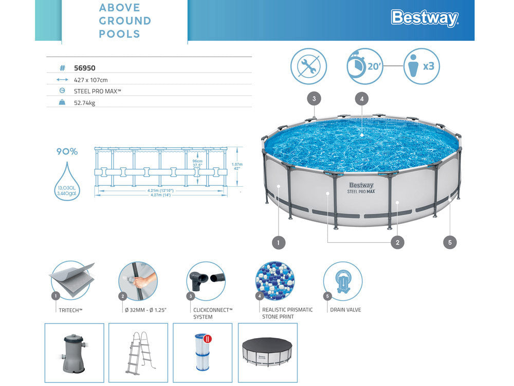 Bestway bazen 427x107cm set 10u1