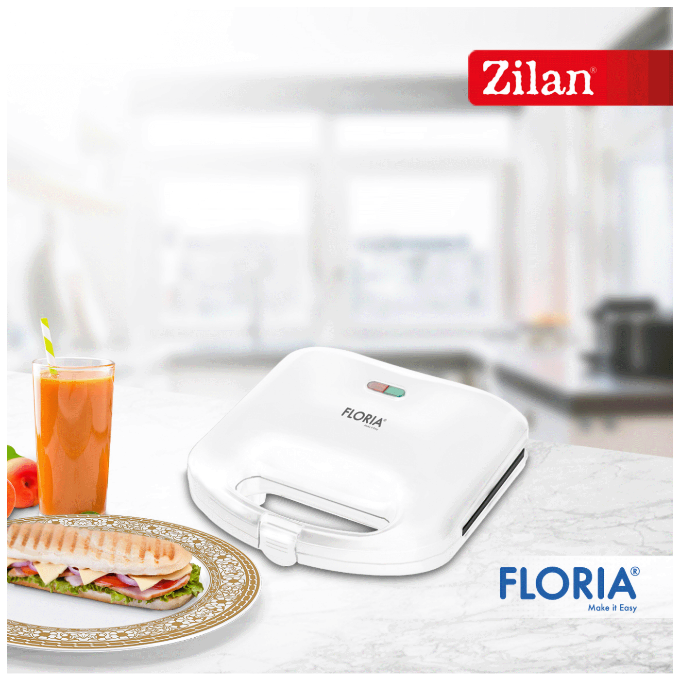 Floria Sendvič Toster, LED indikator, 750 W - ZLN0830