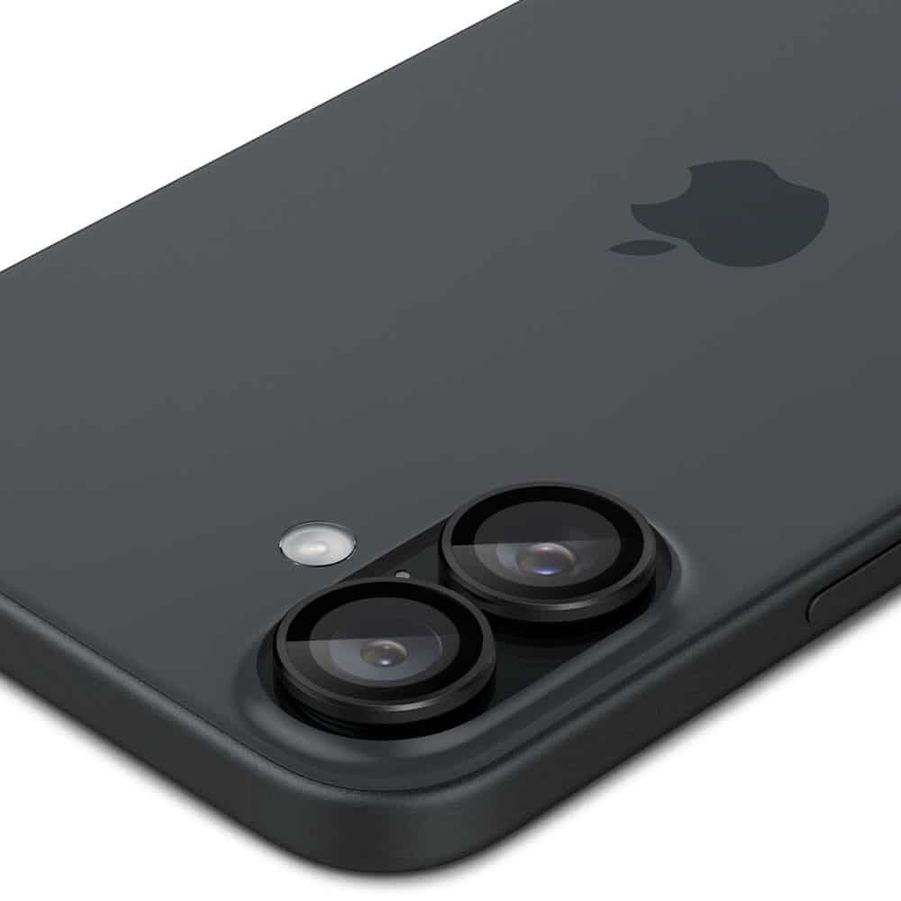 Spigen Glass tR EZ Fit Optik Pro steklo za kamero 2 kosa AGL07921 za iPhone 16 / 16 Plus - črno