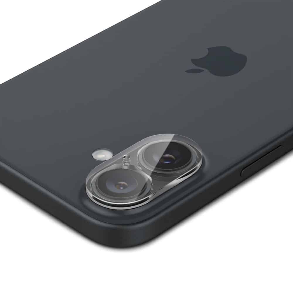 Spigen Glass tR Optik steklo za kamero 2 kosa AGL07923 za iPhone 16 / 16 Plus – Crystal Clear