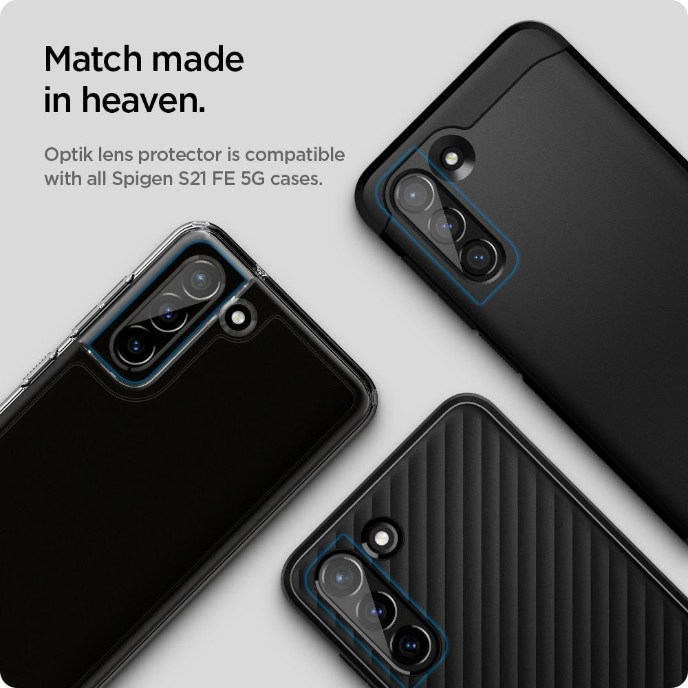 SPIGEN OPTIK.TR ZAŠČITA ZA KAMERO 2 KOS SET ZA SAMSUNG GALAXY S21 FE ČRN