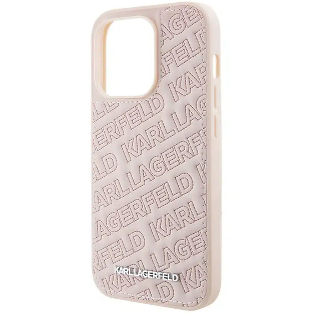 Originalna torbica KARL LAGERFELD Hardcase KLHCP15LPQKPMP za iPhone 15 Pro (prešit vzorec / roza)