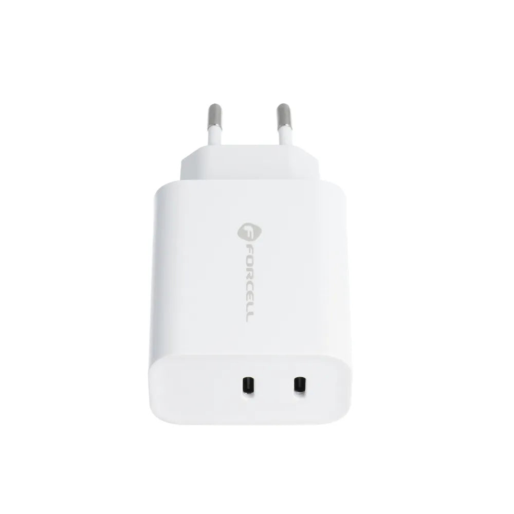 Forcell Stenski polnilec z 2 USB vtičnicama tipa C – 3A 35W s PD in funkcijo Quick Charge 4.0