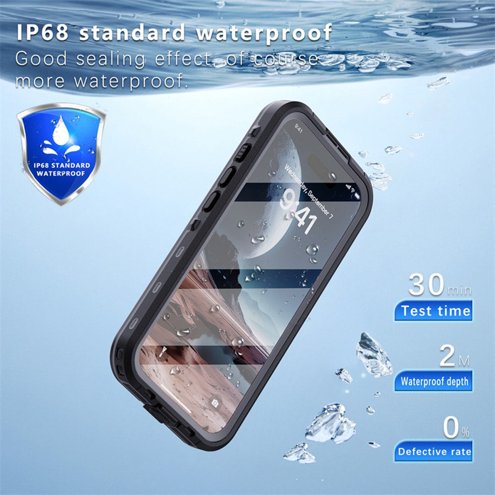ShellBox – Vodotesni 360° MagSafe ovitek IP68 za iPhone 16 Plus – črn