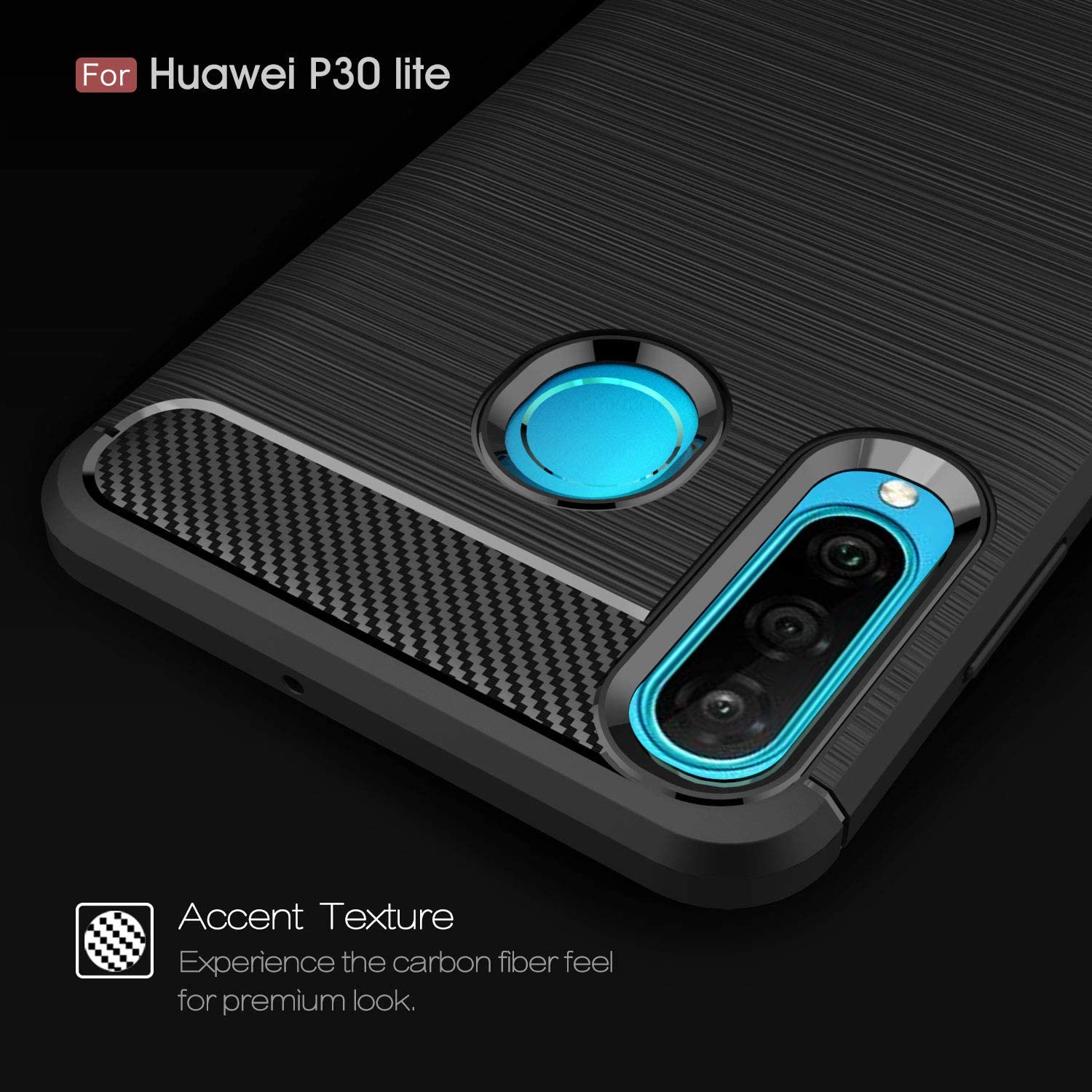 Techsuit Carbon Silicone maska za Huawei P30 lite / P30 lite New Edition – crna