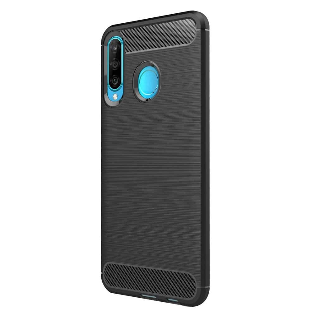 Techsuit Carbon Silicone maska za Huawei P30 lite / P30 lite New Edition – crna