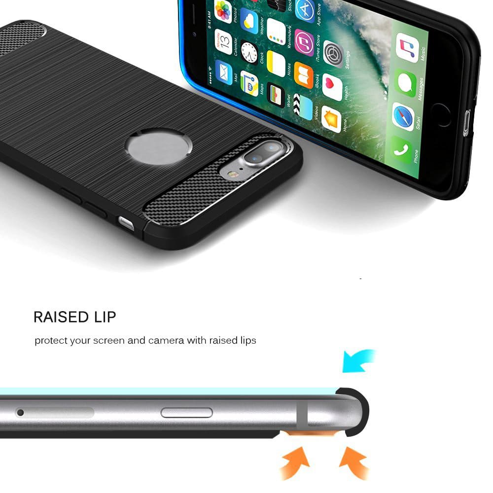 Techsuit - Carbon Silicone maska za iPhone 7 Plus - crna