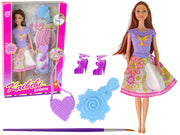 Lutka za igru u haljini za bojanje Painting Dress - 29 cm -ljubičasta
