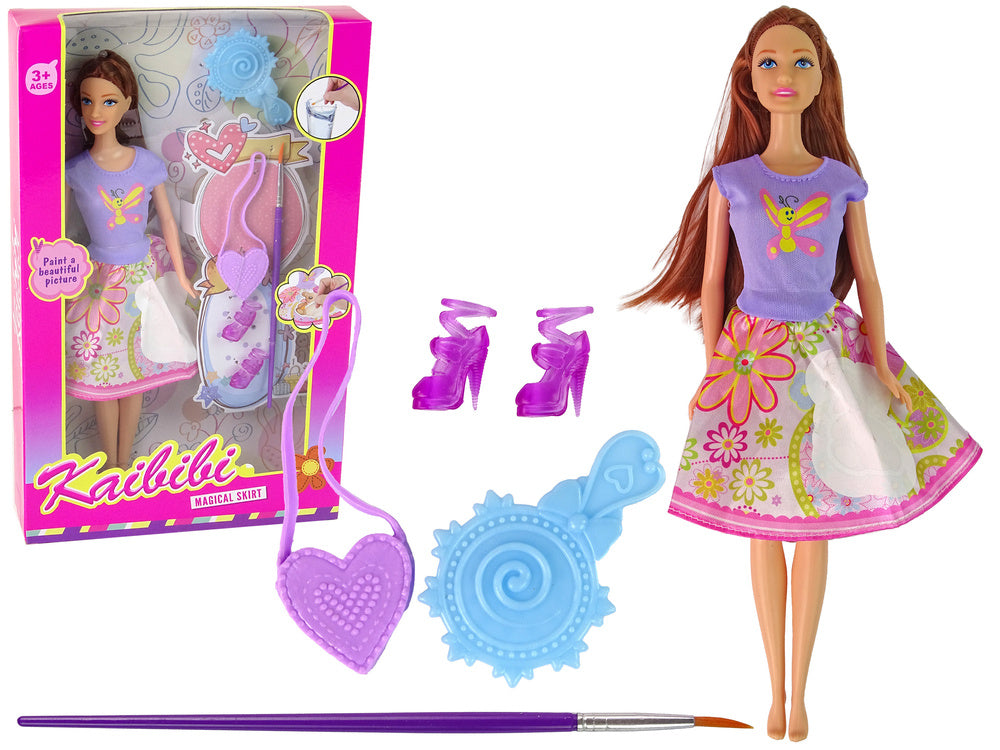 Lutka za igru u haljini za bojanje Painting Dress - 29 cm -ljubičasta