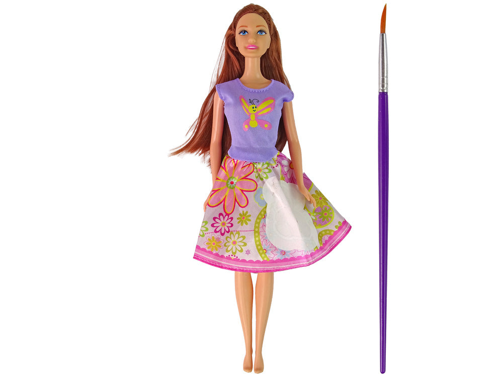 Lutka za igru u haljini za bojanje Painting Dress - 29 cm -ljubičasta
