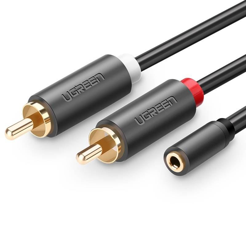 Ugreen 10588 audio kabel 1 m 2 x RCA 3.5mm Crno