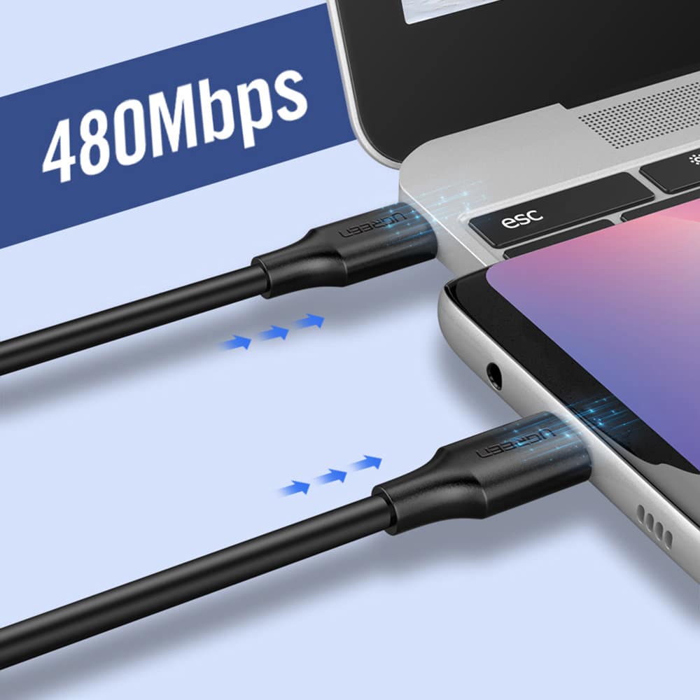 Ugreen - podatkovni kabel (10306) - USB-C na Type-C, 3A, 2m - črn