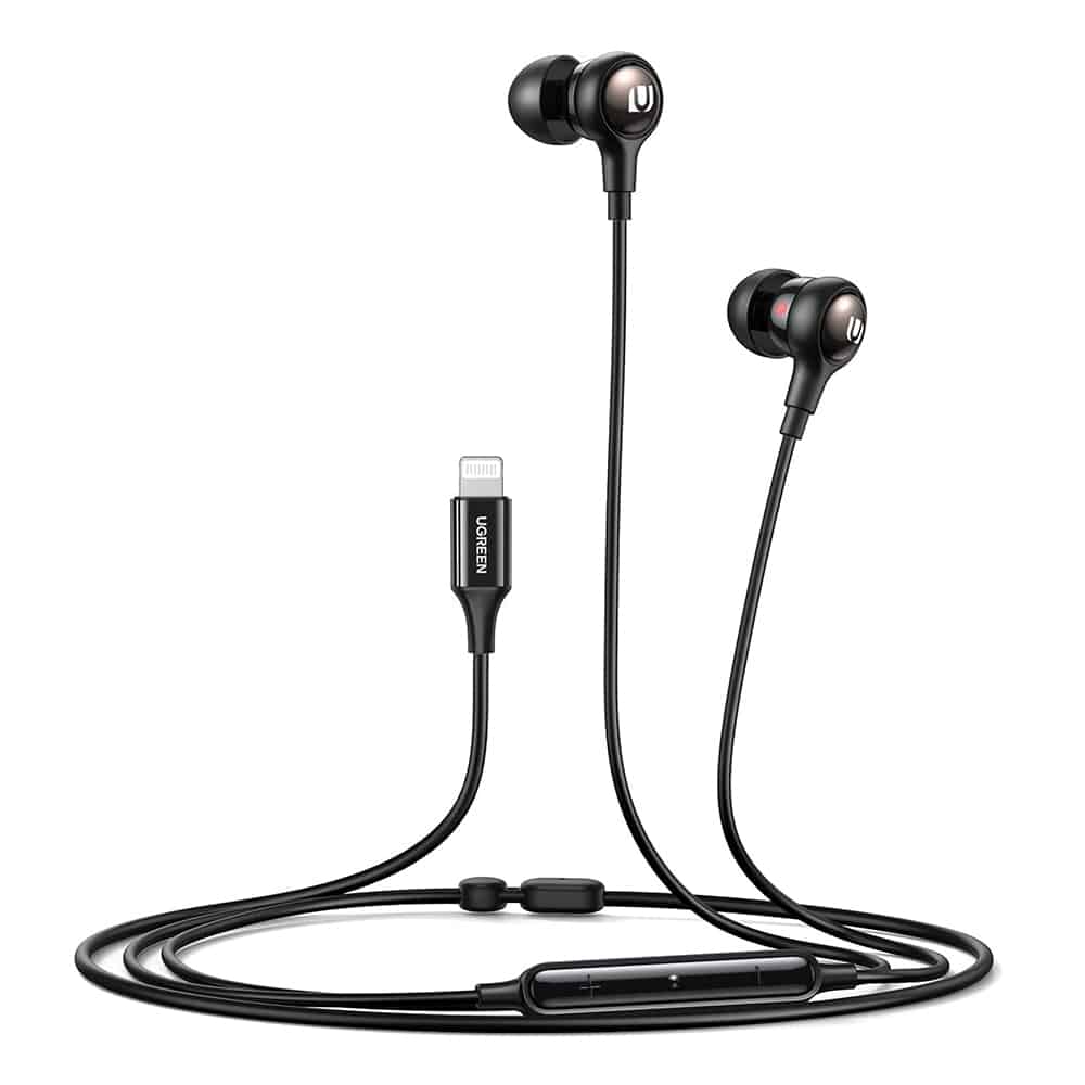 Ugreen – Stereo slušalke (30631) – In-Ear z MFI Lightning priključkom – črne