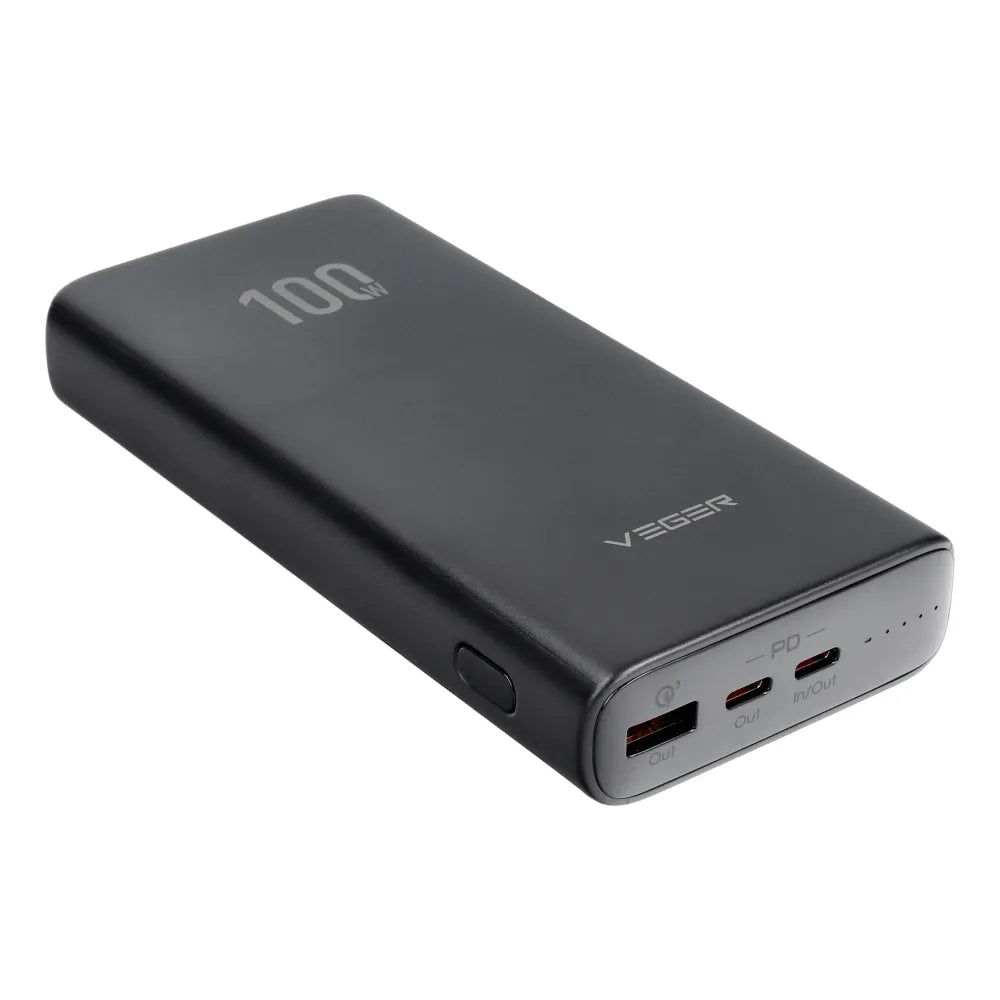 VEGER powerbank 20.000 mAh PD QC3.0 5A 100W T100 (W2032C-100) črna