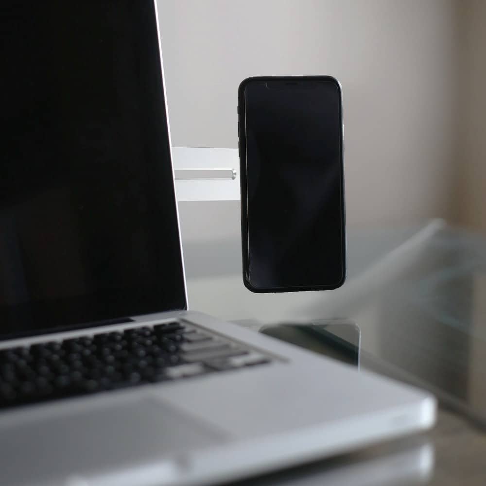 Techsuit - zložljivo držalo za telefon za prenosnik / monitor - srebrno