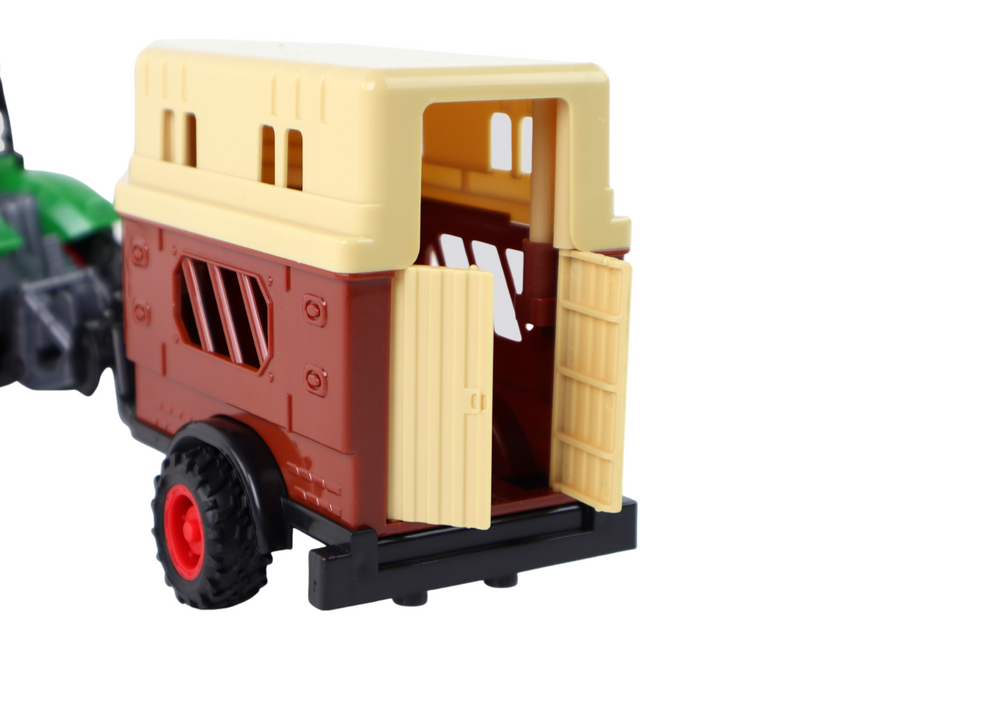 Traktor s prikolicom za životinje na daljinsko upravljanje 1:24 - zeleno/smeđi