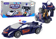 Auto robot za igru Police 2u1 - tamno plavi
