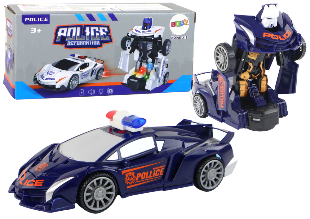 Auto robot za igru Police 2u1 - tamno plavi