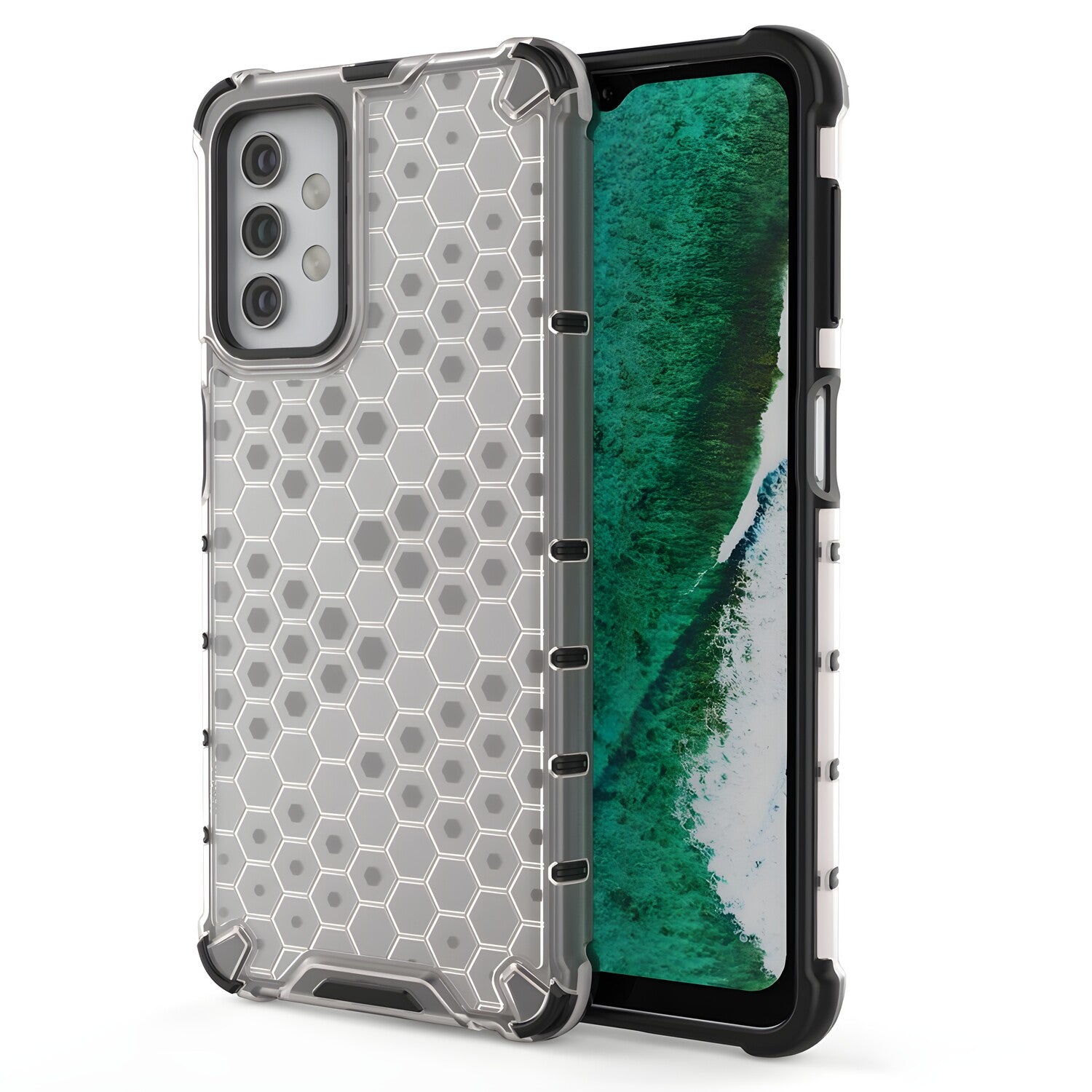 Honeycomb pancirna futrola sa silikonskim okvirom za Samsung Galaxy A32 5G - Prozirna KP10001