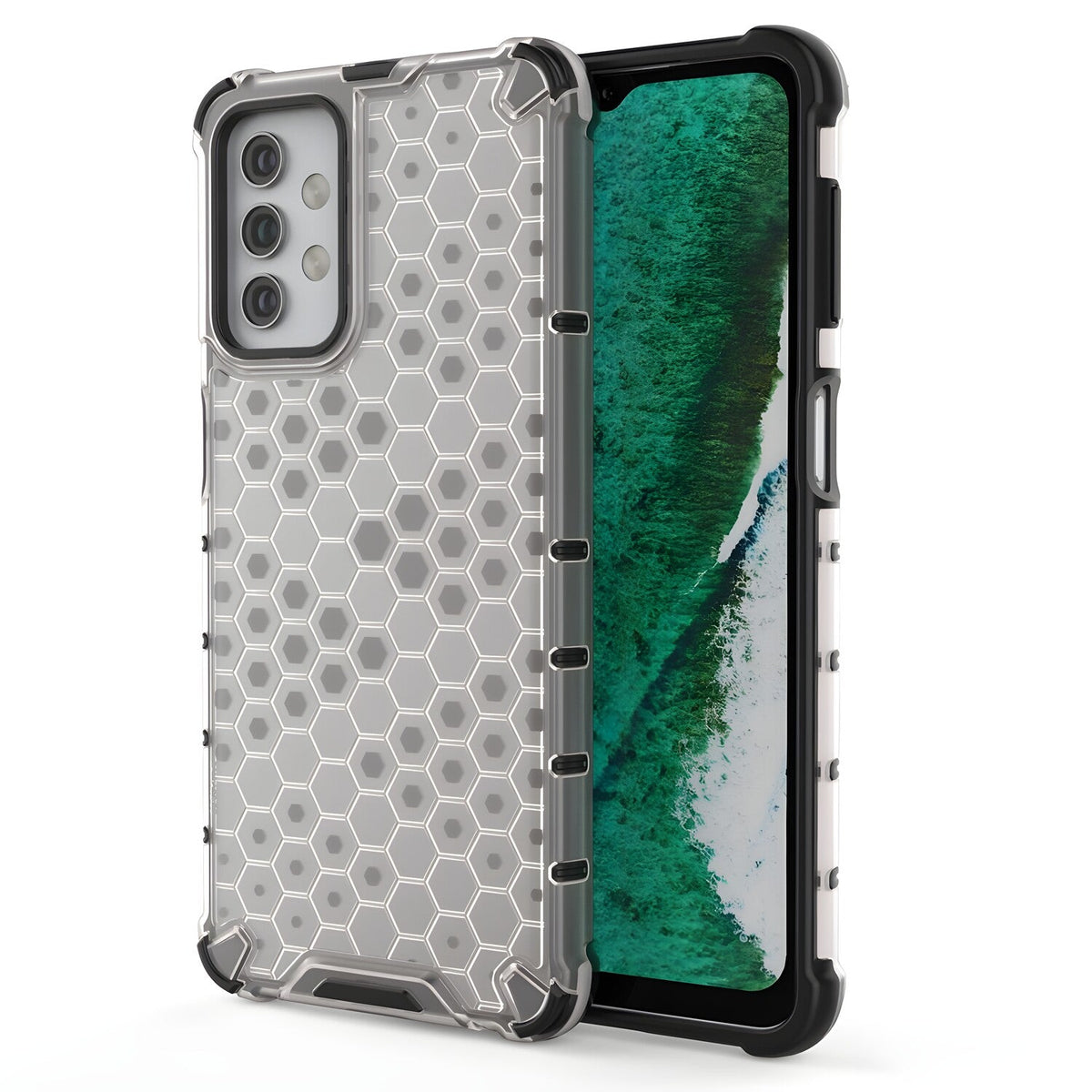 Honeycomb pancirna futrola sa silikonskim okvirom za Samsung Galaxy A32 5G - Prozirna
