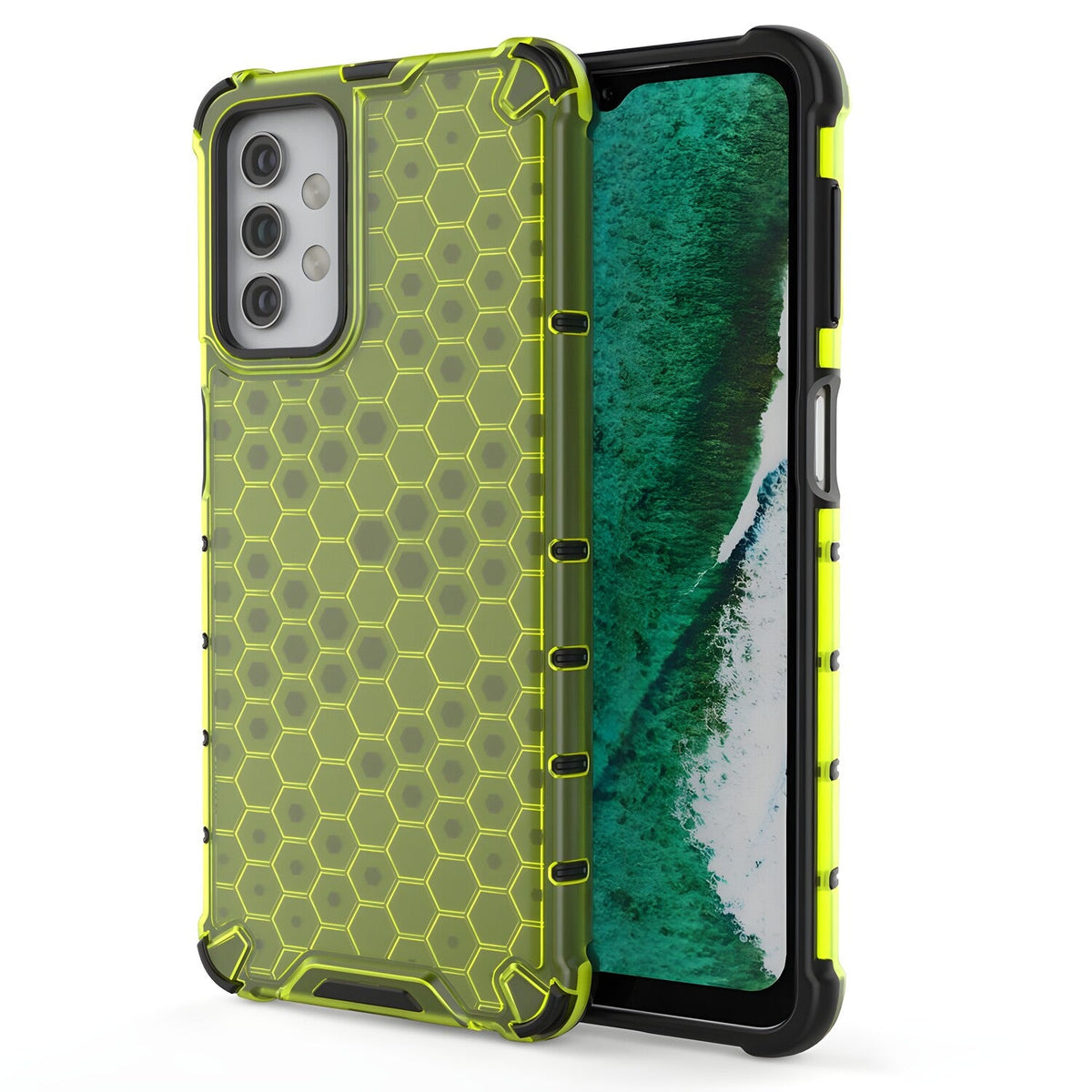 Honeycomb pancirna futrola sa silikonskim okvirom za Samsung Galaxy A32 5G - Zelena