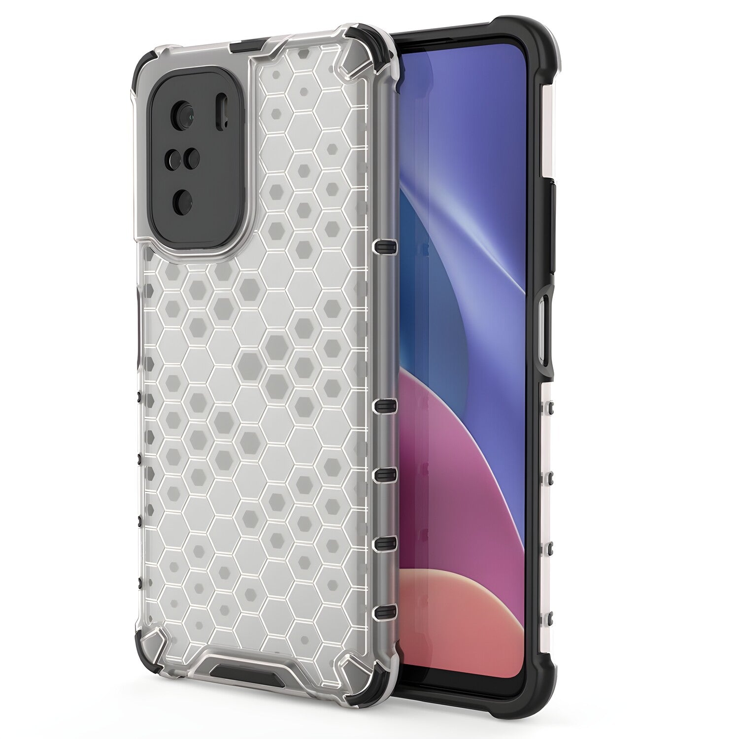 Honeycomb pancirna futrola sa silikonskim okvirom za Xiaomi Poco F3/Redmi K40/Redmi K40 Pro/Redmi K40 Pro+ - Prozirna KP10023
