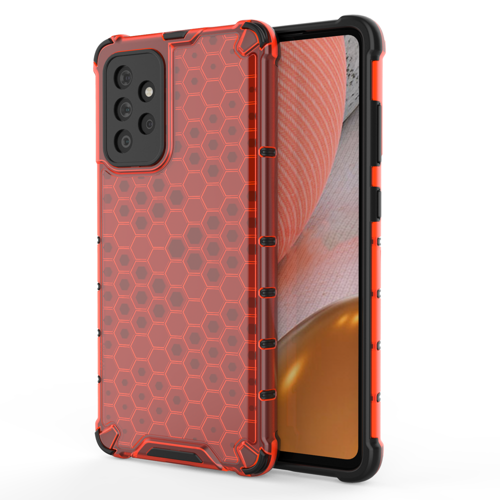 Honeycomb pancirna futrola sa silikonskim okvirom za Samsung Galaxy A72 5G/Galaxy A72 4G - Crvena KP10263