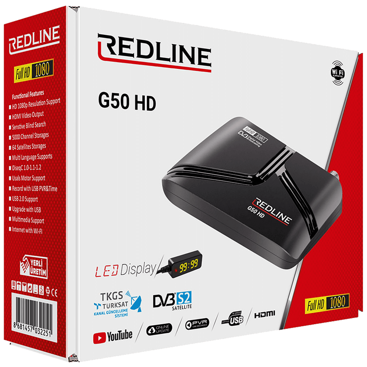 REDLINE Prijemnik satelitski DVB-S2, Full HD, HDMI, USB - G50