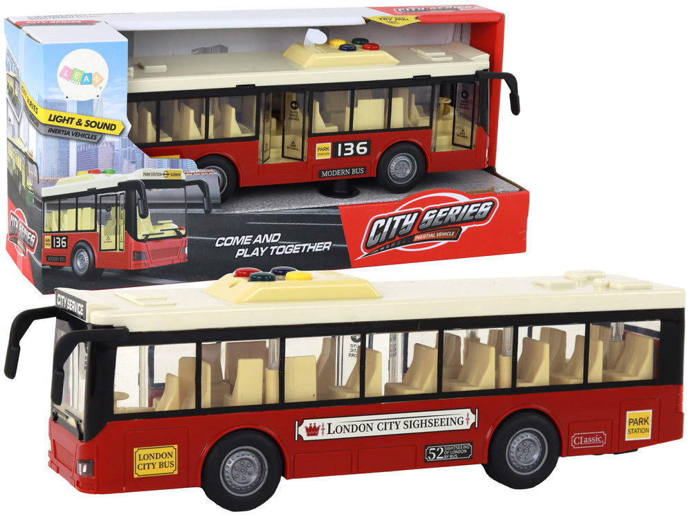 Gradski autobus u omjeru 1:16 - 28 cm x 6 cm x 9 cm - crveni