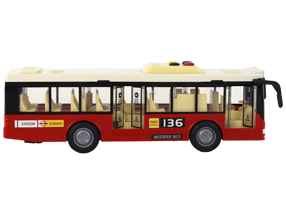 Gradski autobus u omjeru 1:16 - 28 cm x 6 cm x 9 cm - crveni