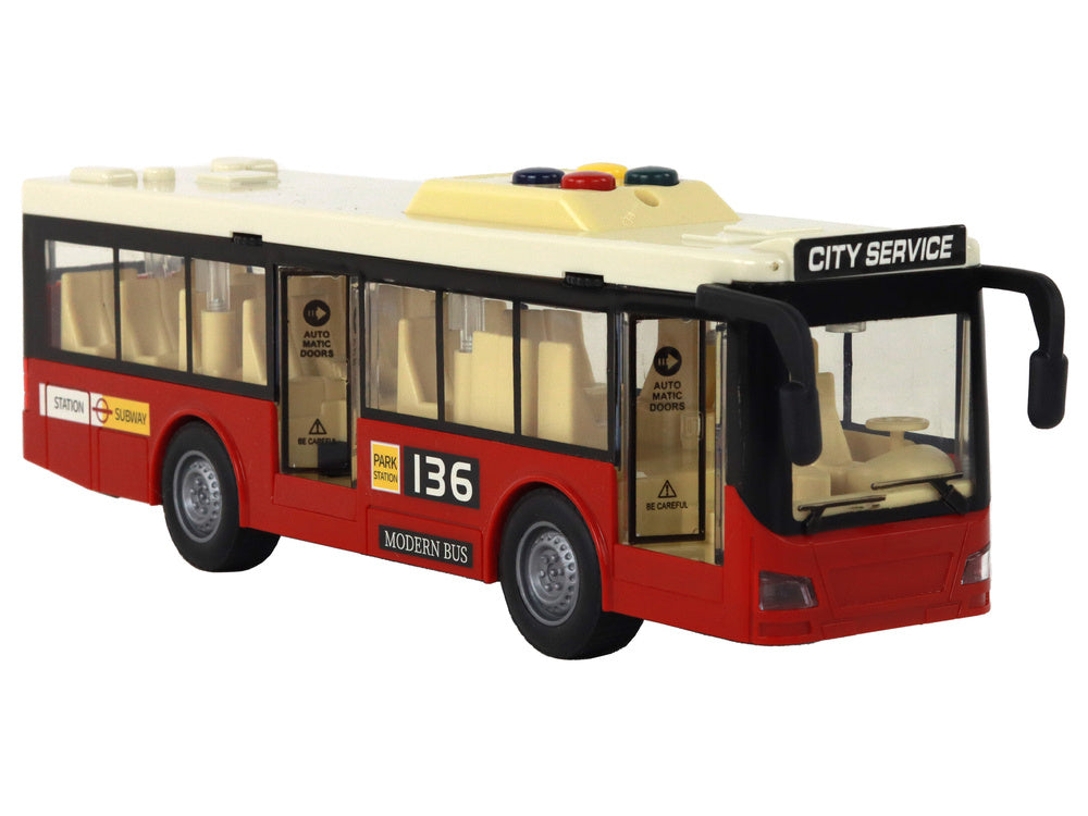 Gradski autobus u omjeru 1:16 - 28 cm x 6 cm x 9 cm - crveni