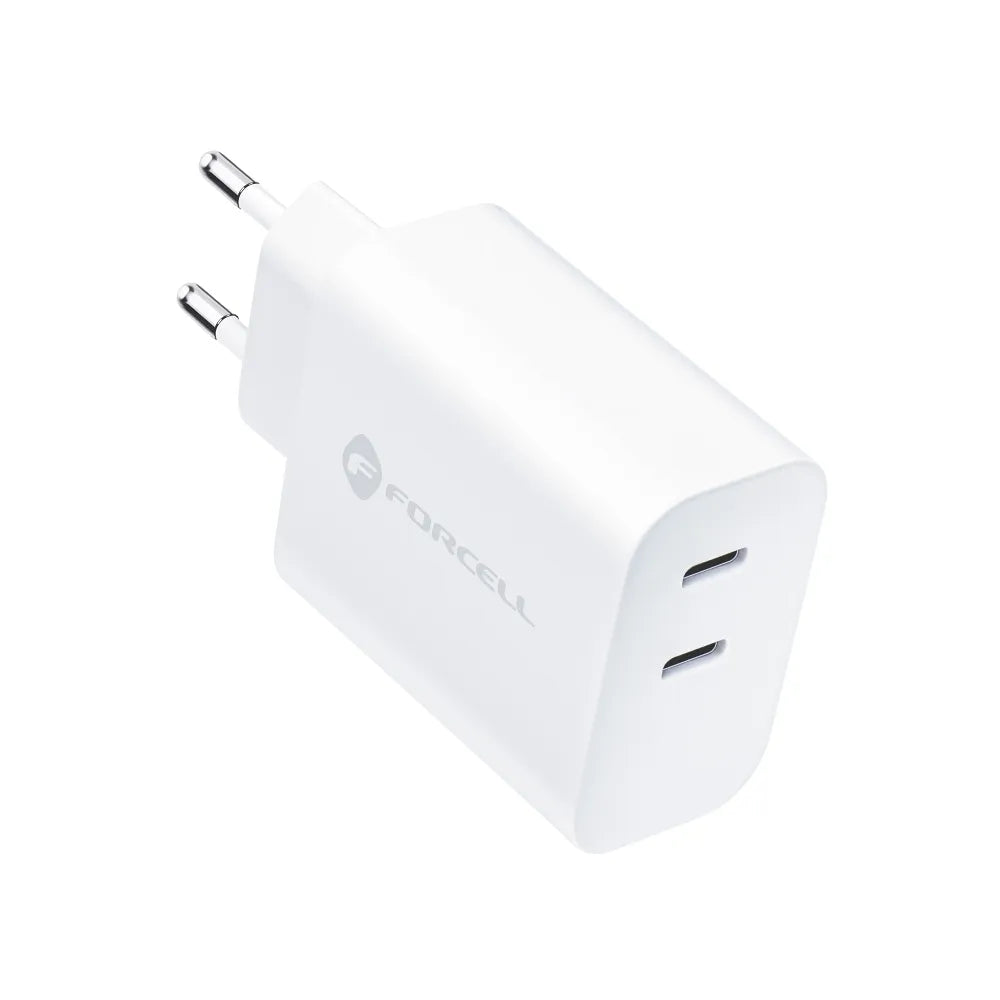 Forcell Stenski polnilec z 2 USB vtičnicama tipa C – 3A 35W s PD in funkcijo Quick Charge 4.0