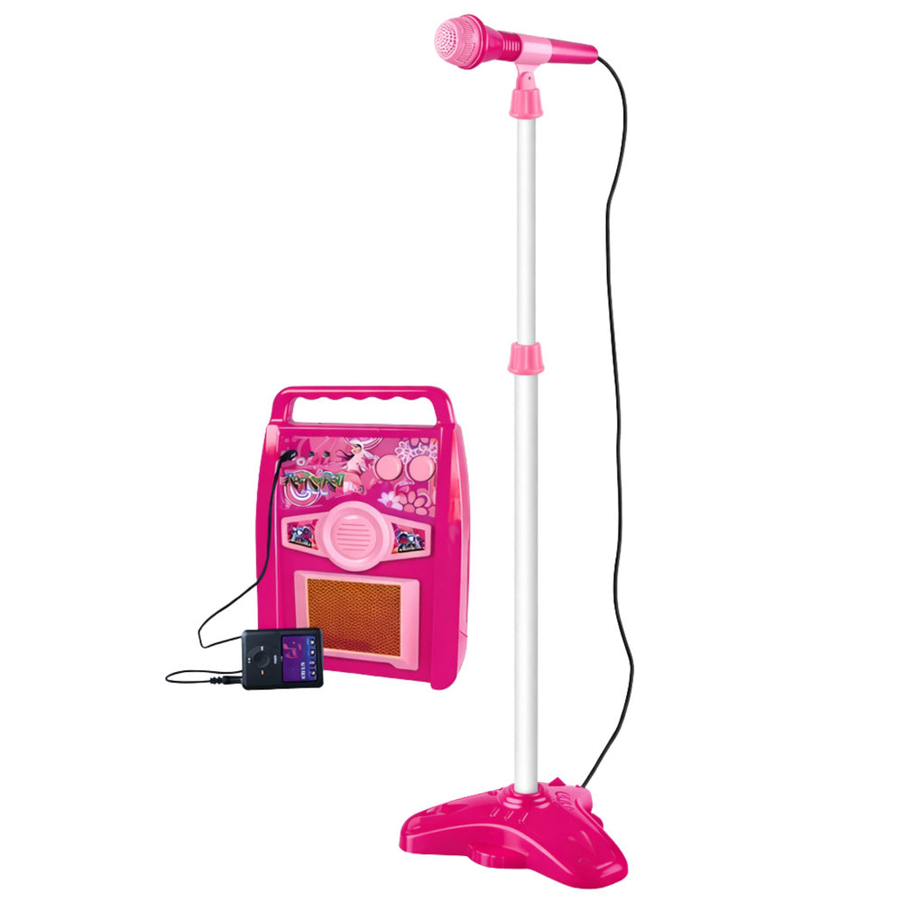 Dječja električna gitara sa pojačalom i mikrofinom Amplifier MP3 Input - roza