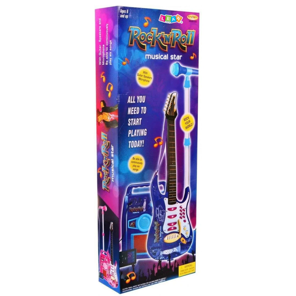 Dječja električna gitara sa pojačalom i mikrofinom Amplifier MP3 Input - roza