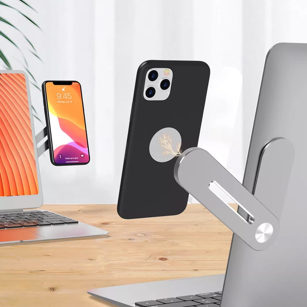 Techsuit - zložljivo držalo za telefon za prenosnik / monitor - srebrno