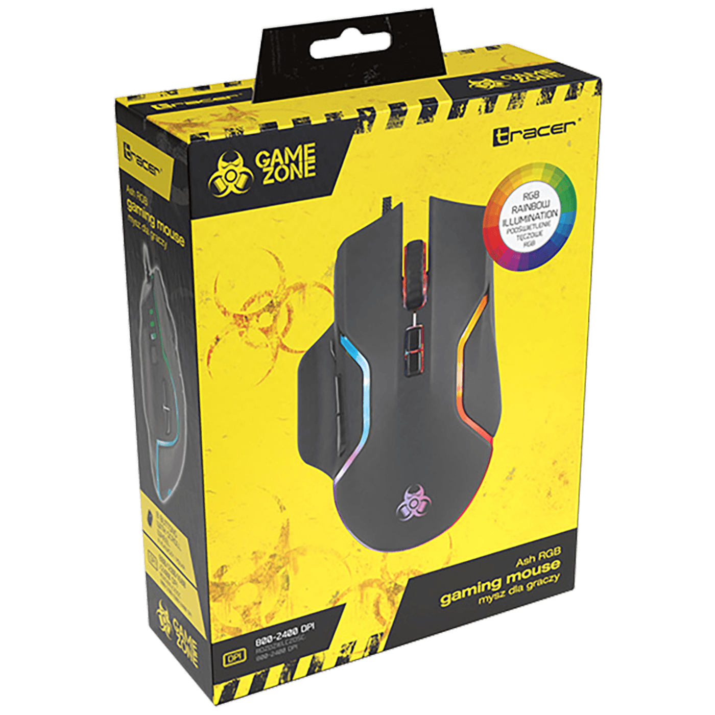 Tracer Miška optična, igralna, 2400 dpi, RGB, USB - GAMEZONE ASH RGB