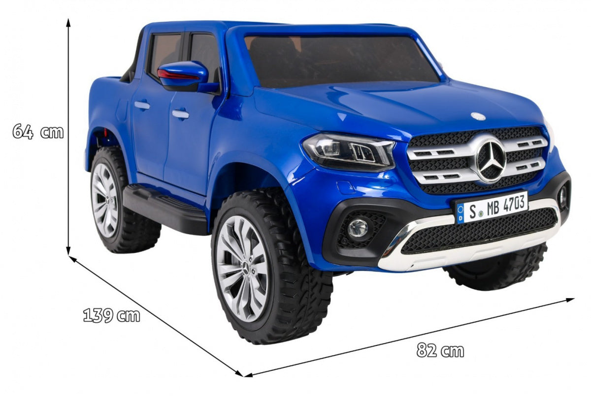 Licencirani auto na akumulator Mercedes Benz X-Class MP4 - dvosjed - plavi/lakirani