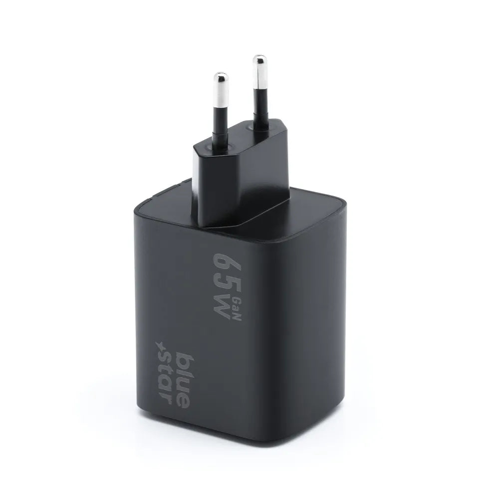 BLUE STAR GaN 4A 65W omrežni polnilec 2 x Type C + USB A PD QC4.0 VT-43 črn