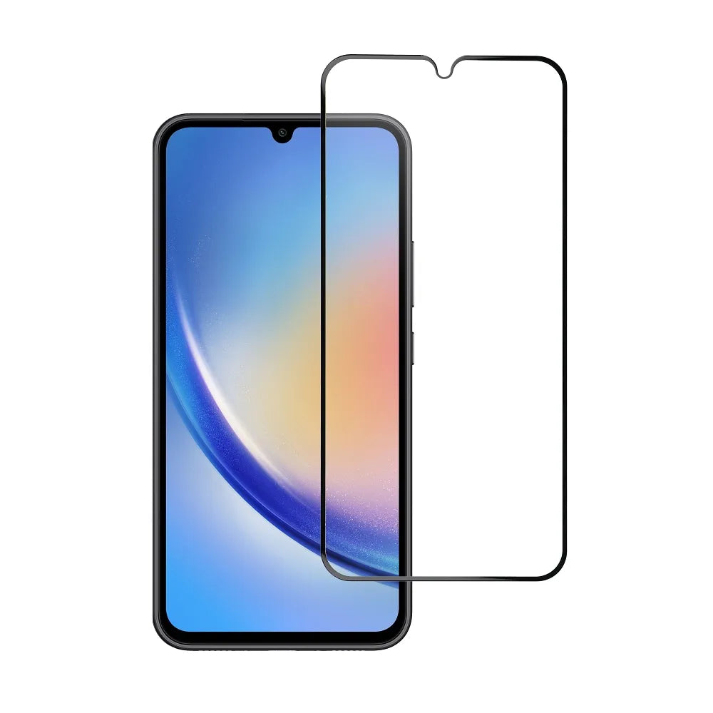 Blue Star 5D kaljeno steklo – za Samsung Galaxy A34 5G (polno lepilo/case friendly) – črno