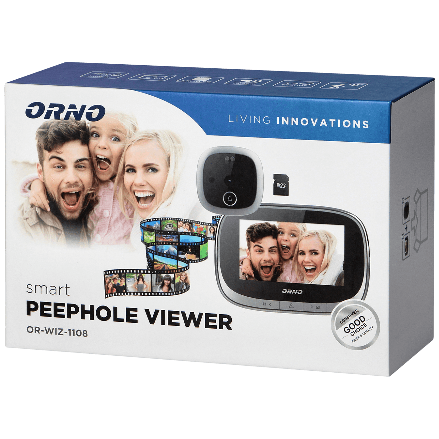 Orno Digitalno kukalo za vhodna vrata, 4.3", LCD - OR-WIZ-1108