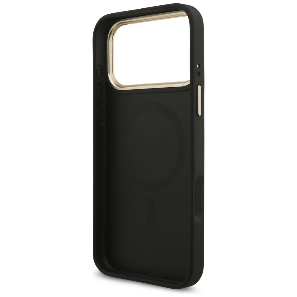 GUESS maskica za IPHONE 17 Pro kompatibilna s MagSafe (4G PU s trokutastim logotipom) zlatno-crna