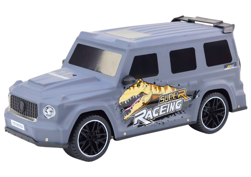 Auto na daljinsko upravljanje s dinosaurom, omjer 1:10 - siva