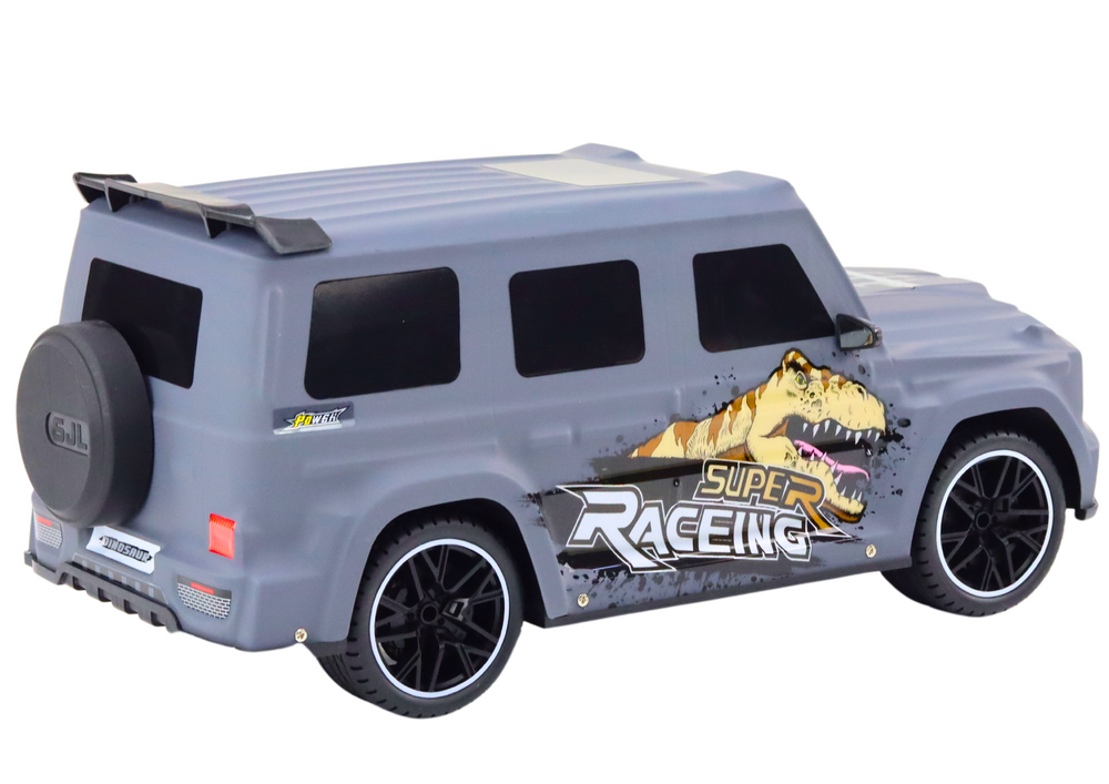 Auto na daljinsko upravljanje s dinosaurom, omjer 1:10 - siva
