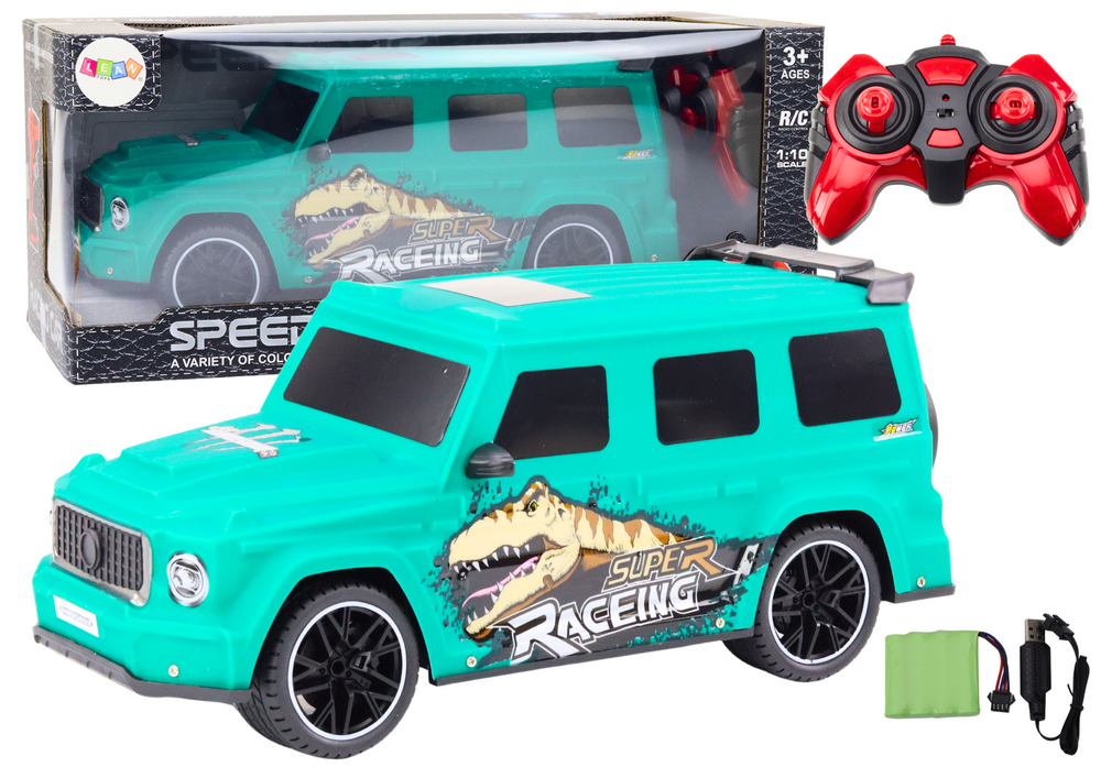Auto na daljinsko upravljanje s dinosaurom, omjer 1:10 - plava