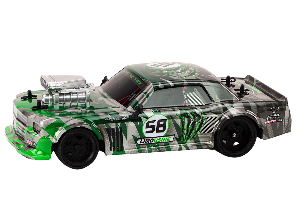 Auto na daljinsko upravljanje 1:16 Drift Wheels - srebrno/zeleni