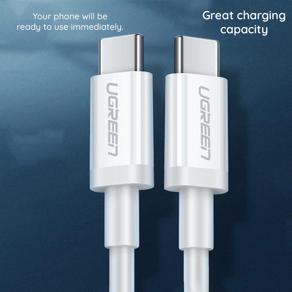 Ugreen - Podatkovni kabel (60520) - USB-C na Type-C PD60W 3A 2m - bel